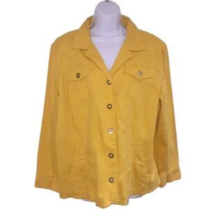 CJ Banks Stretch Woman’s Cotton Jean Jacket Plus Size 1X (16/18W) Mustard Color
